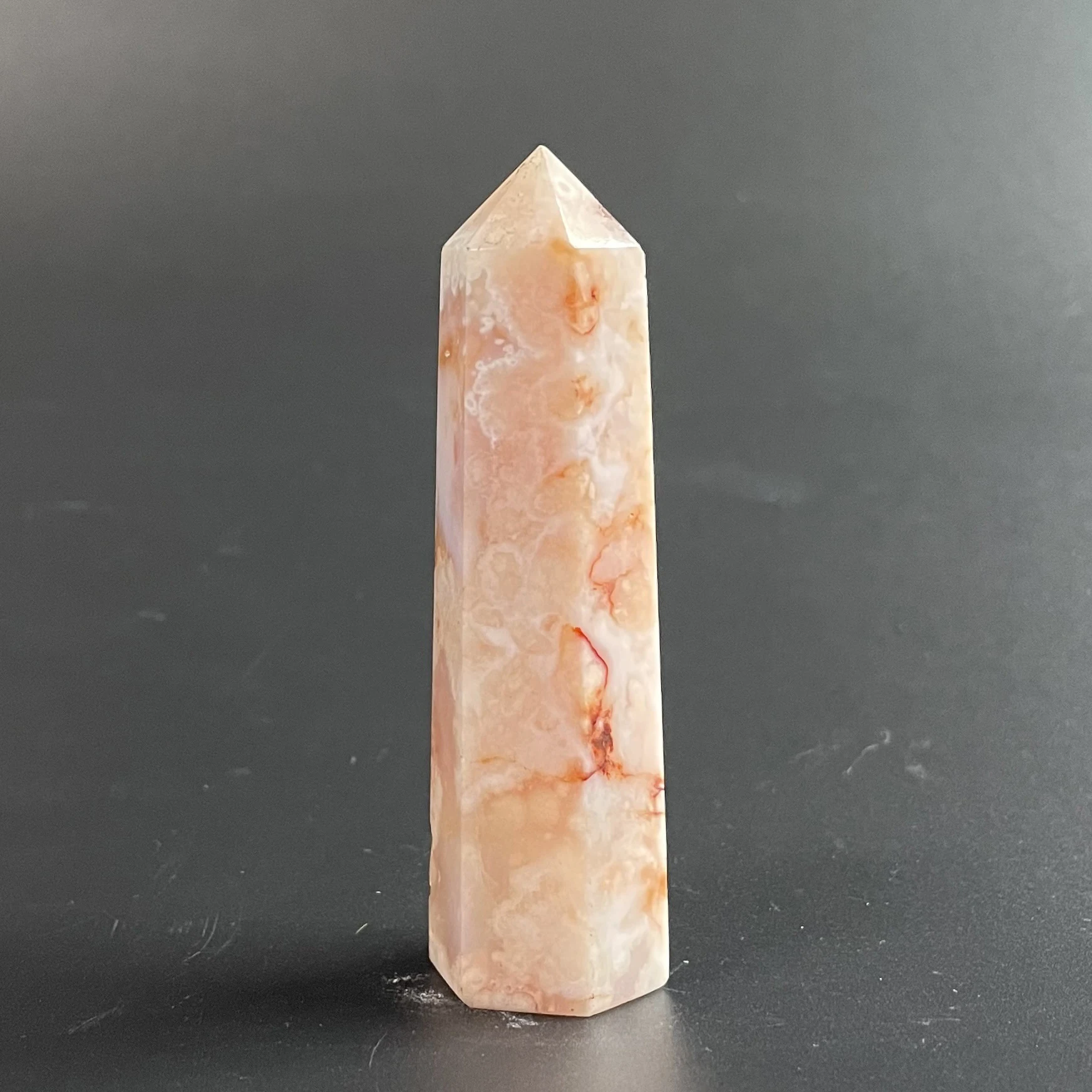 

Natural Stone Sakura agate Crystal Tower Polished Quartz Wand Point Reiki Healing Gift Room Decor Obelisk