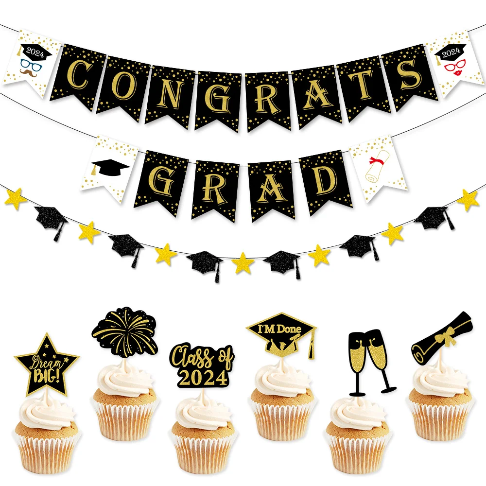 Abschluss saison Banner Glückwunsch Grad Banner hängen Ornamente Kuchen Topper Glückwunsch Abschluss feier Dekorationen