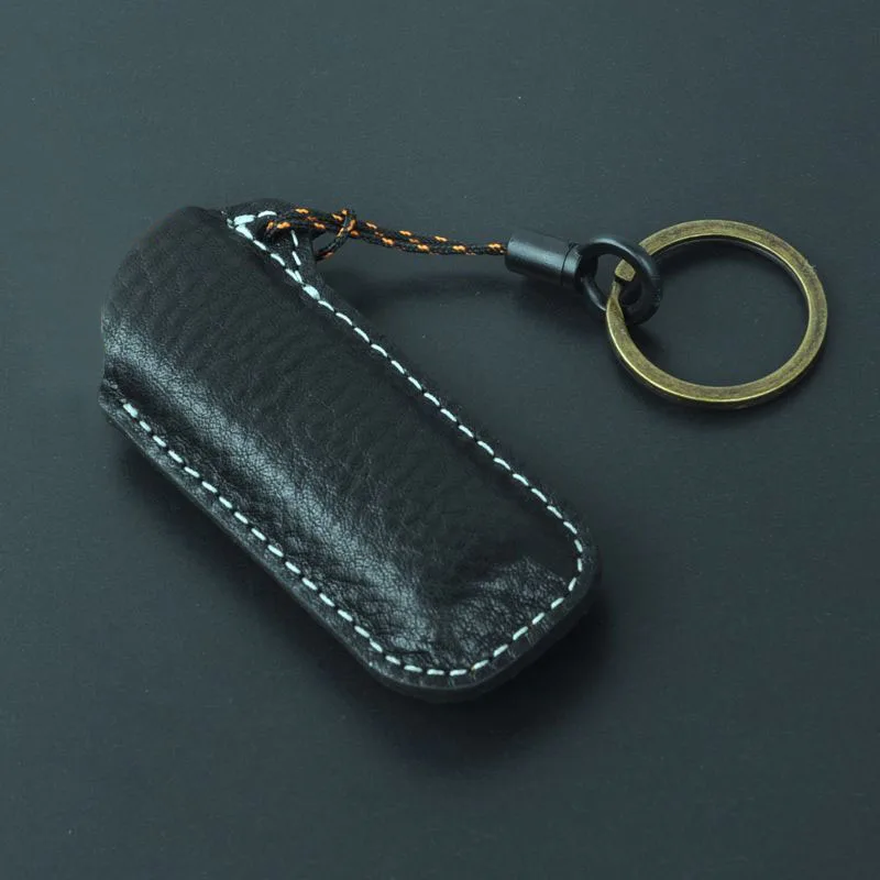 High-Quality Leather Handmade Keychain holster Explosion-Proof Gas Lighter Protect Case For Bic Lighters Reusable Leather Cover