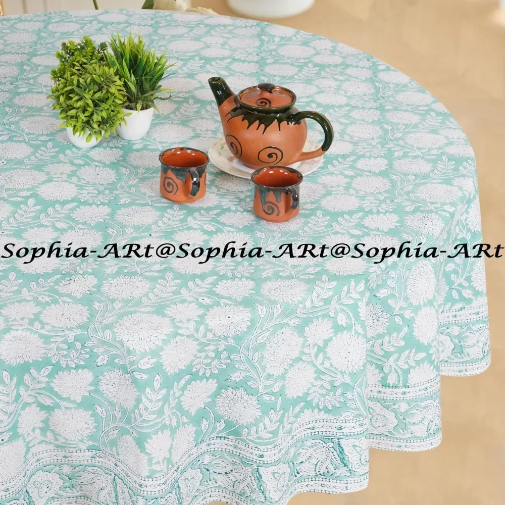 مفرش طاولة مستدير 72 6 مقاعد مطبوع عليه كتلة قطنية خارجية - قابل للغسل للفناء والتخييم وحفلات العطلات واستخدام المطبخ الداخلي #5