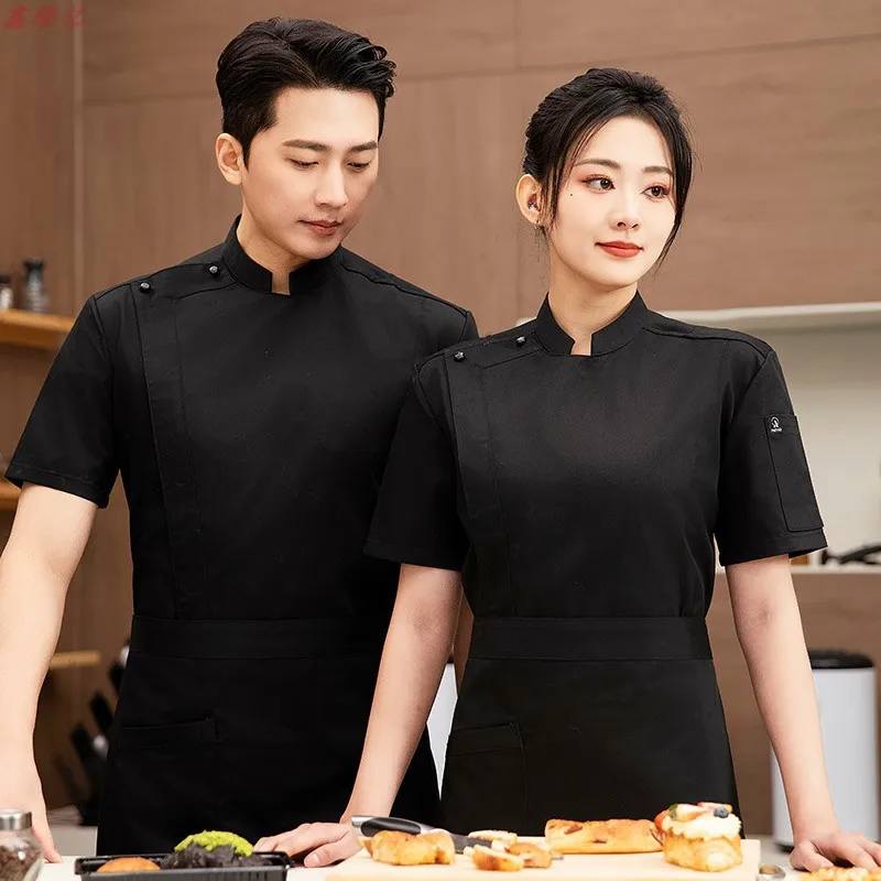 Giacca da cuoco estiva a maniche corte in rete sottile e traspirante per catering, ristorante, mensa, pasticceria, panettiere, abbigliamento da lavoro, abbigliamento da cucina