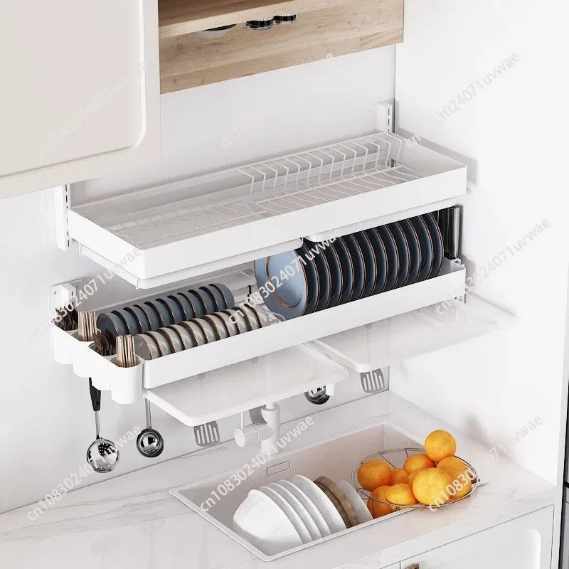 Holder Dish Drying Shelf Carbon Steel Wall-mounted Storage Rack Kitchen Sink Drain Storage Organizer Kitchen Accessories m