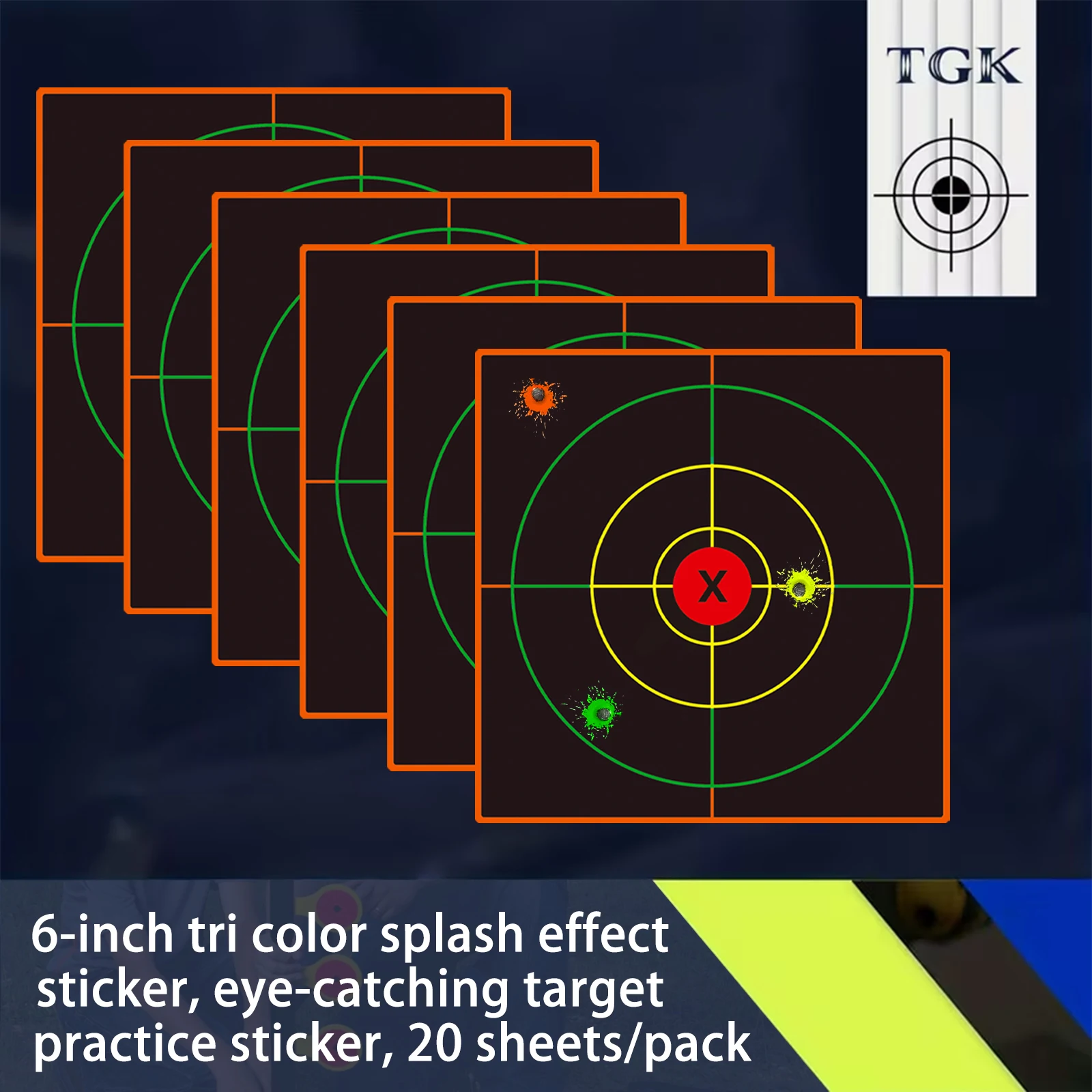 20Pcs 6inch Fluorescent Color Target Stickers for Aiming Practice, Target Training Supplies Stickers, Target Aiming Labels (Can Be Used for Aiming Practice)