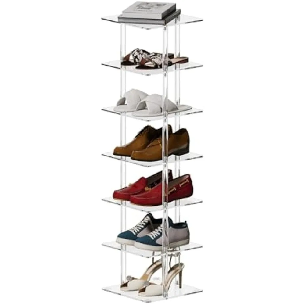 

Free Standing Shoe Rack 7 Tier Shoe Storage Organizer Narrow Shoe Rack for Living Rooms, Bedrooms, 11'' L x 11'' W x 41.7'' H