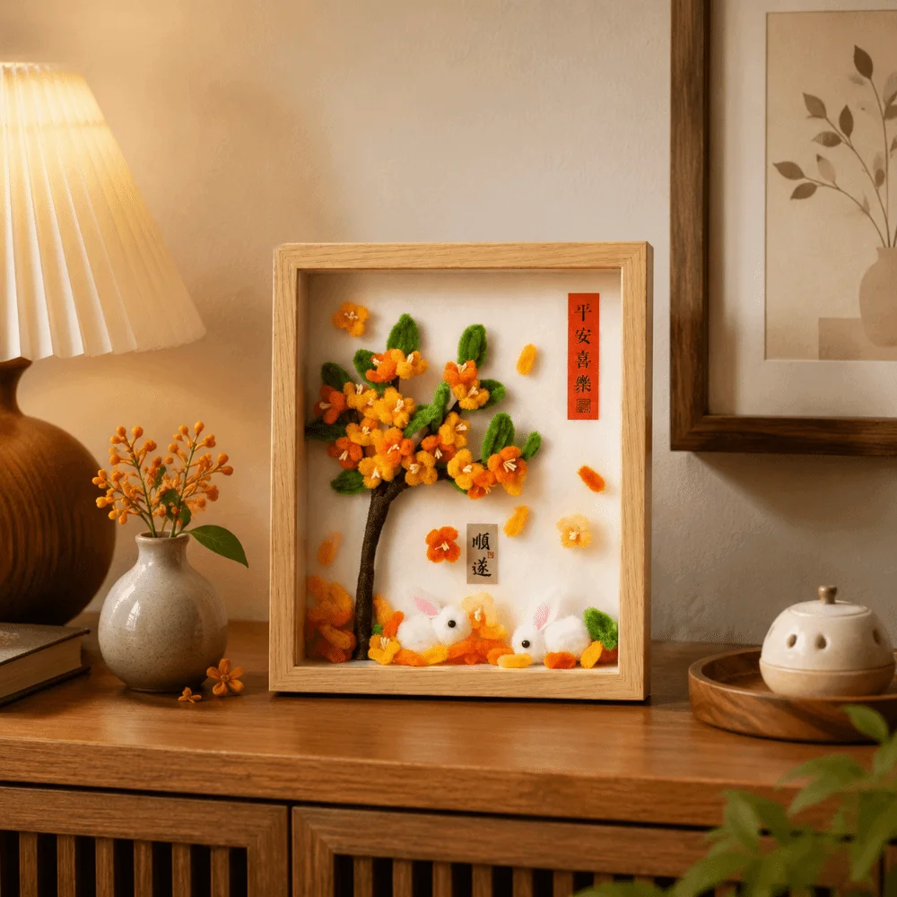 DIY Mid-Autumn Festival Gift Osmanthus Tree Decorative Painting Handmade Photo Album Material Kit Rabbit Flower