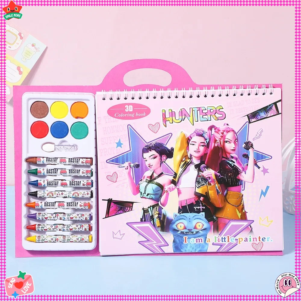 Children's Sketching Coloring Book Kpop Anime Cartoon Devil Hunter Line Drawing Notebook Drawing Festival Gift