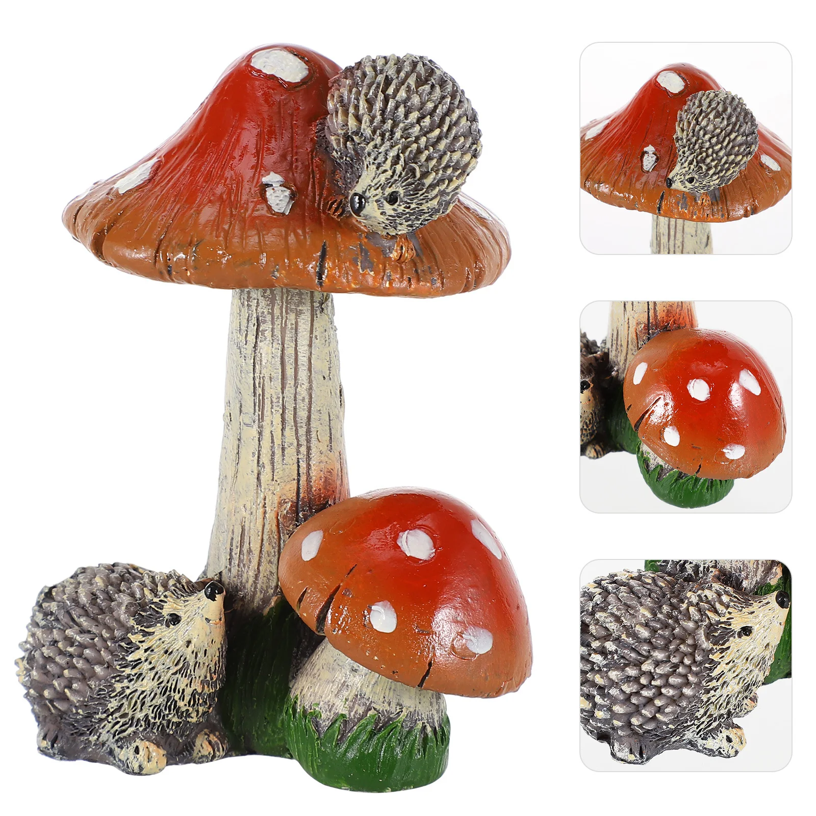 

1Pcs Cute Hedgehog Mushroom Ornament Miniature Ceramic Garden Decor for Micro Landscape Bright Waterproof Handicrafts Potted