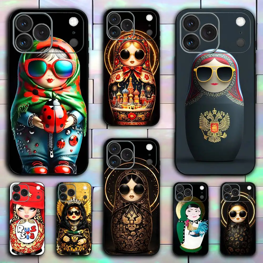 

Russian Art Matryoshka Phone Case For iPhone 17,16,15,14,13,12,11,X,XR,XS,Plus,Mini,Pro,Max Soft black Shockproof Cover