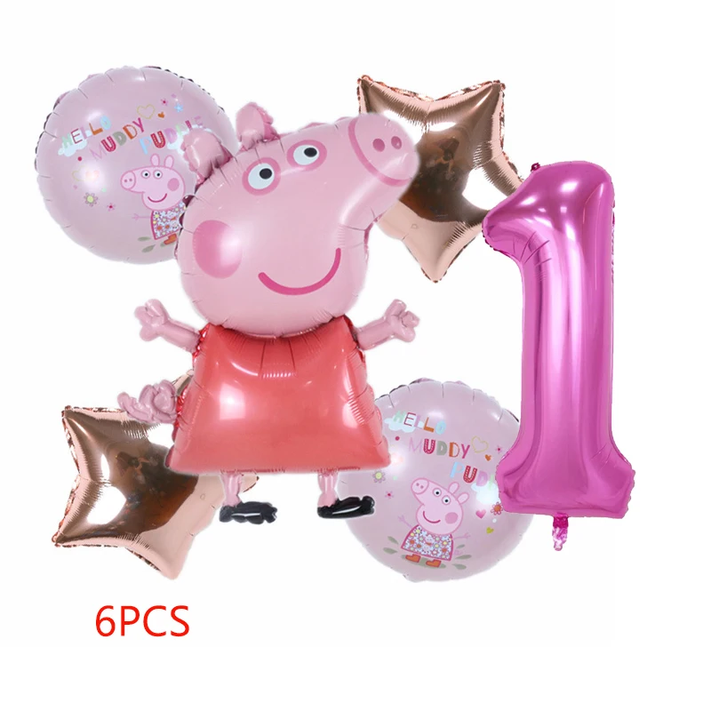 0-9 jaar oude Peppa Pig Pagina Anime Meisje Verjaardagsfeestje Ballon Achtergrond Decoratie Mobiele pop Speelgoed Meisje Roze Vakantiecadeau