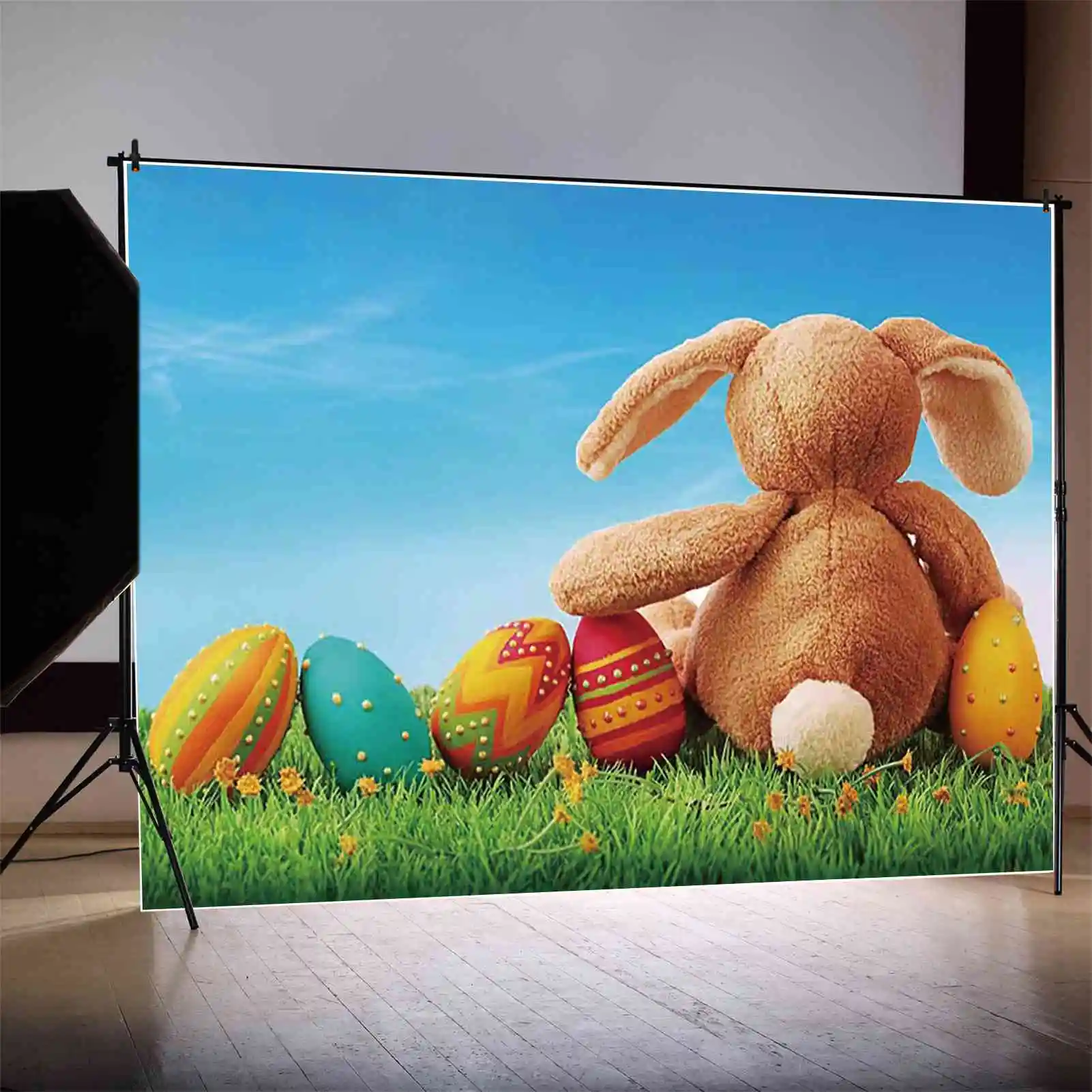 Fondo de fotografía de Pascua feliz, castillo de huevos coloridos, tablón de madera, telón de fondo para sesión fotográfica, accesorios para sesión fotográfica de estudio para niños