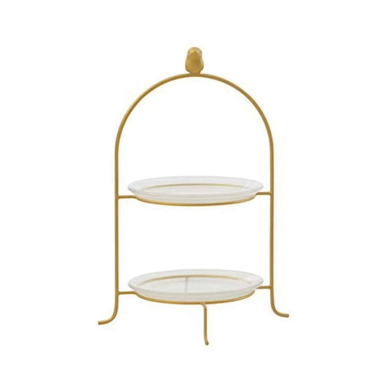 Gold Bird Cake Stand Elegant Home Decor Metal Frame for Vanity, Party