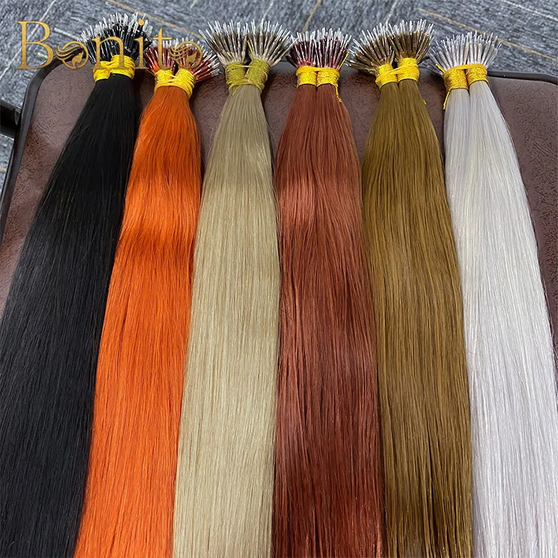 

Straight Nano Ring Human Hair Extension Keratin Capsule Micro Ring Hair Extensions Custom Nanoring Natural Fusion Remy Hair