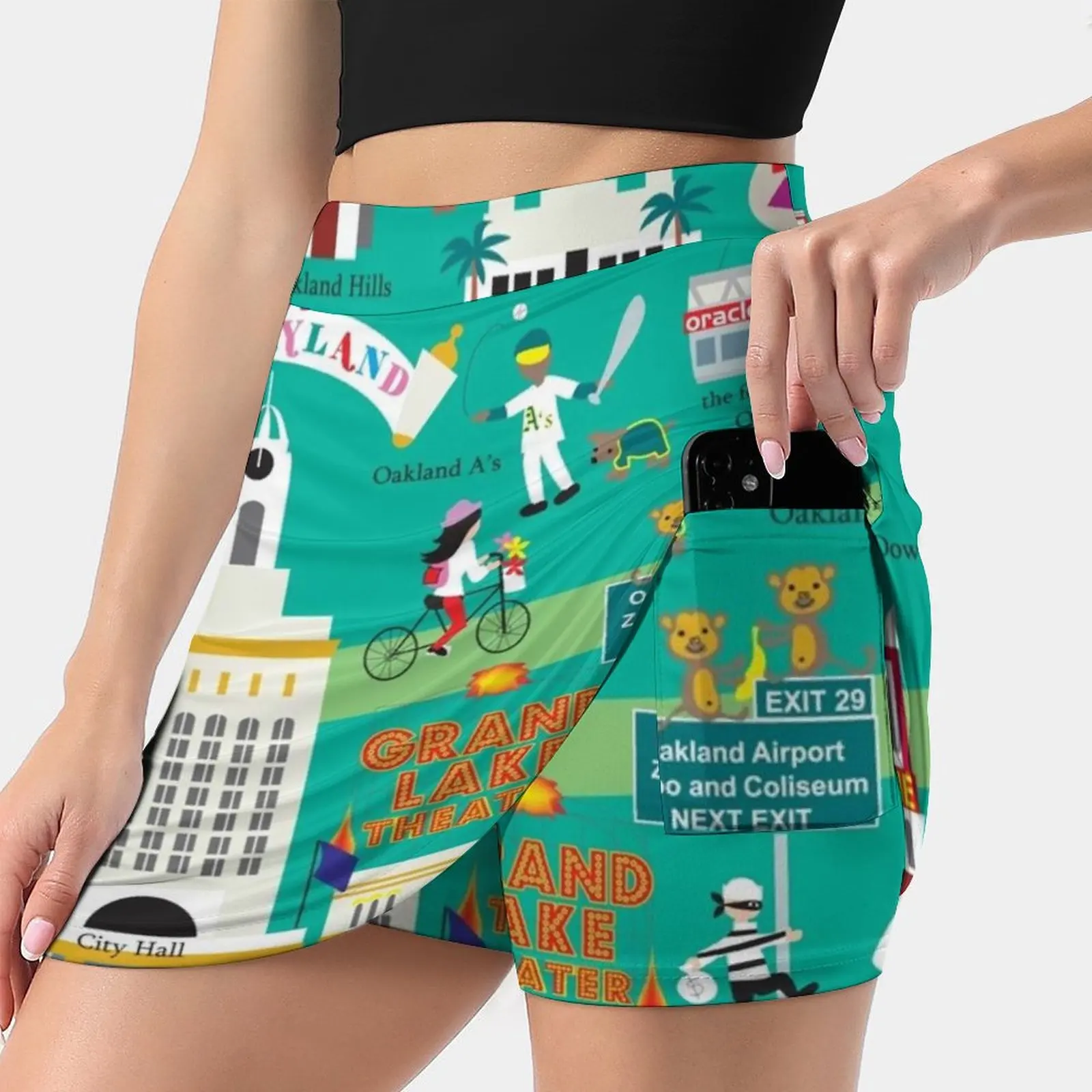 Oakland , California-Collage Illustration By Loose Petals Women's skirt Mini Skirts A Line Skirt With Hide Pocket Oakland