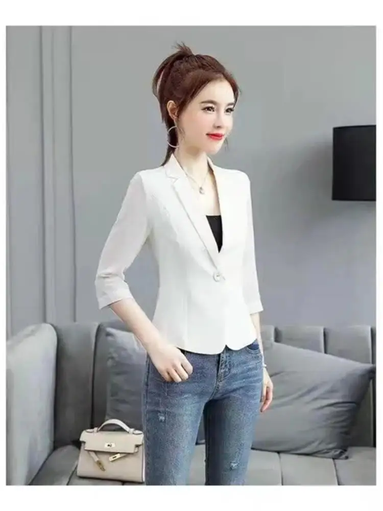 بدلة نسائية خارجية صيفية رفيعة من ort Jaet خفيفة الوزن للحماية من الشمس من الشيفون بأزرار علوية وتفاصيل سبعة Sve طويلة #4