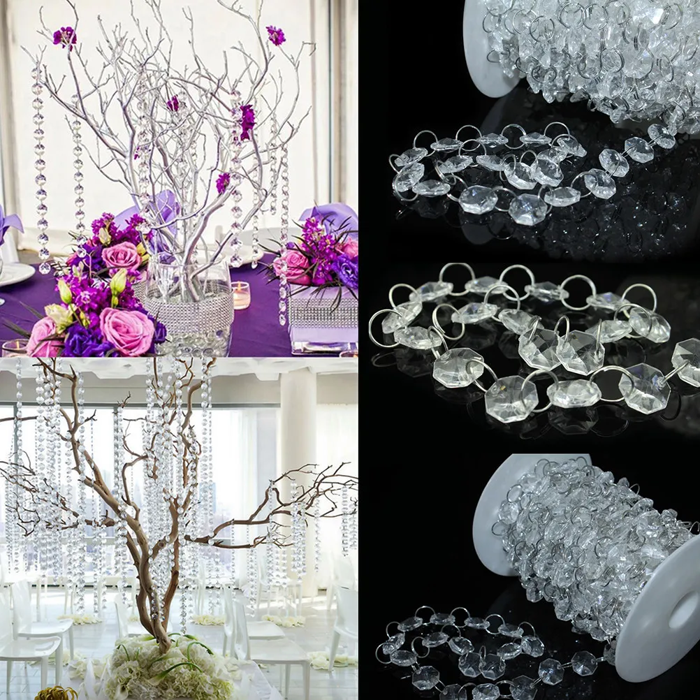 10M Clear Octagonal Acrylic Beads String for DIY Crystal Curtain Wedding Decoration Chandelier Suncatcher Rainbow Light - view 2