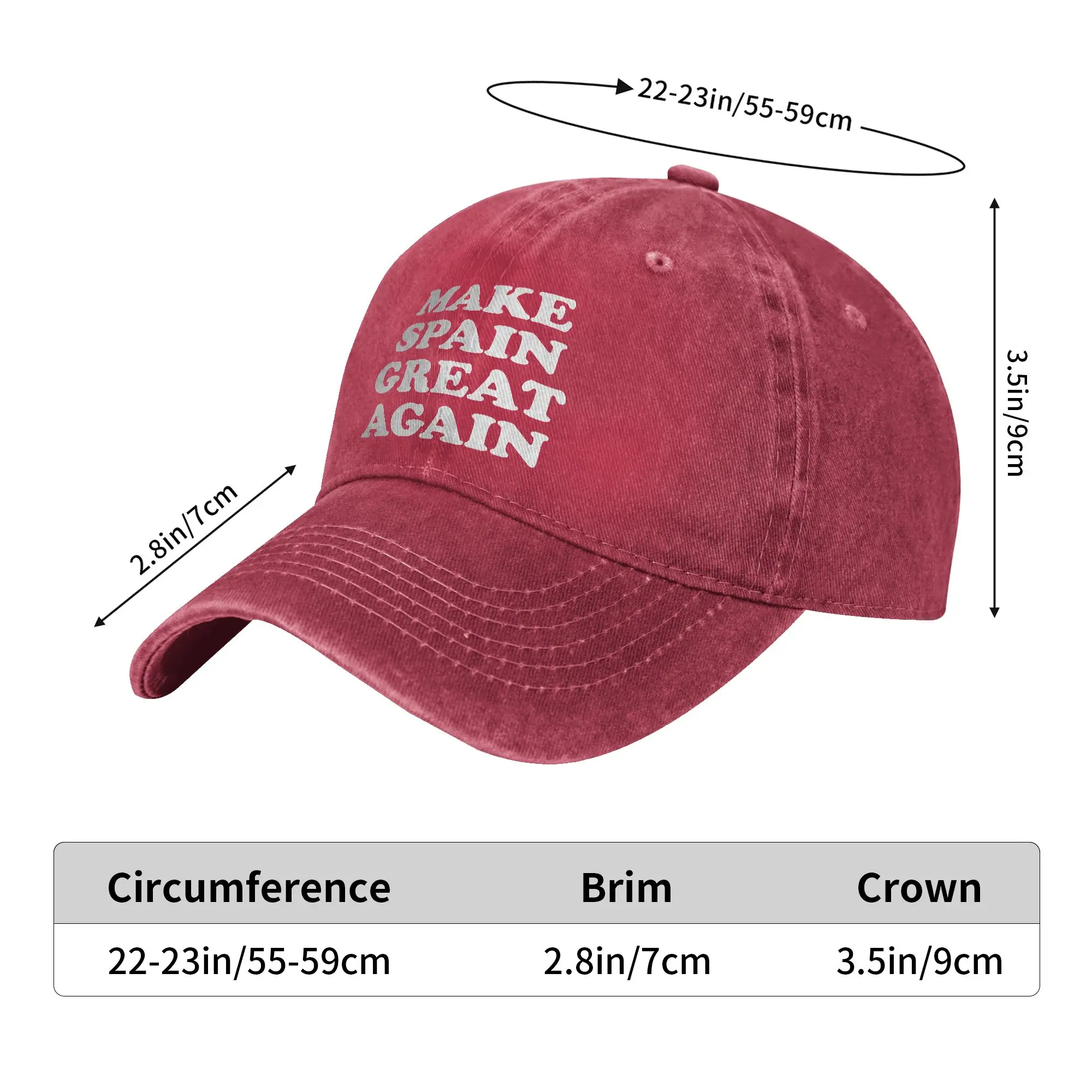 Unisex Make Spain Great Again  Printed Hats Fashion Distressed Cotton  Baseball Cap Adjustable