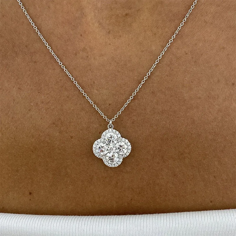 2.1ctw Round Cut CVD HPHT Lab Grown Diamond Pendant Necklace DEF VS-VVS In Platinum 950 Diamond Wedding Necklace For Lady