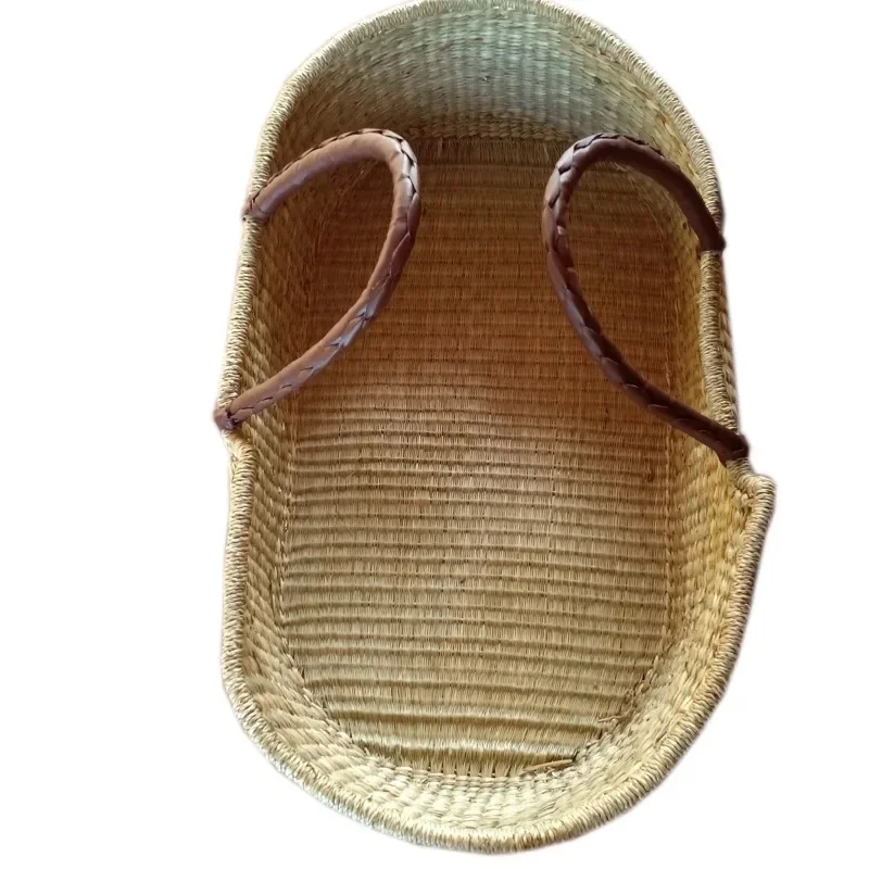 Natural seaweed fiber baby replacement basket Oval baby basket treated with rope