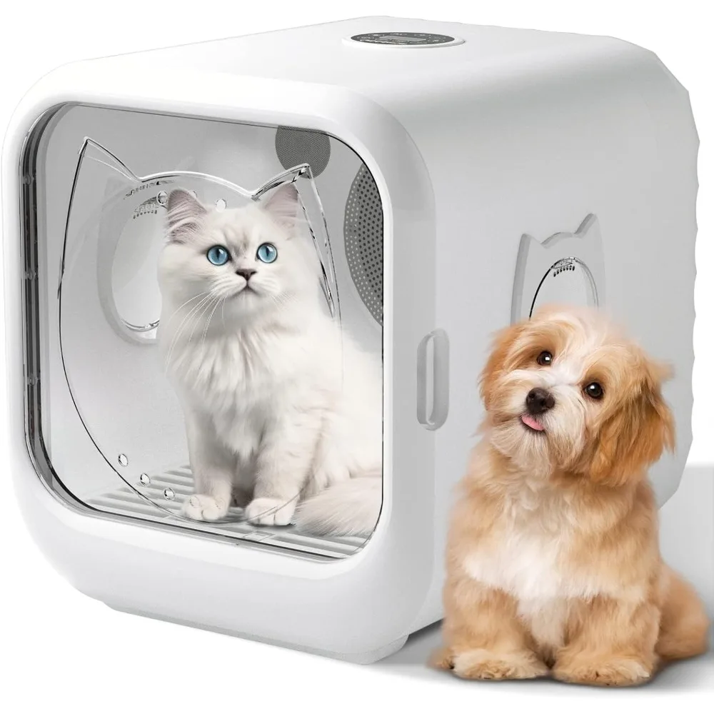 Automatic pet dryer, adjustable temperature quiet cat dryer, 360 dry cat dryer, fast and safe cat dryer box, timing