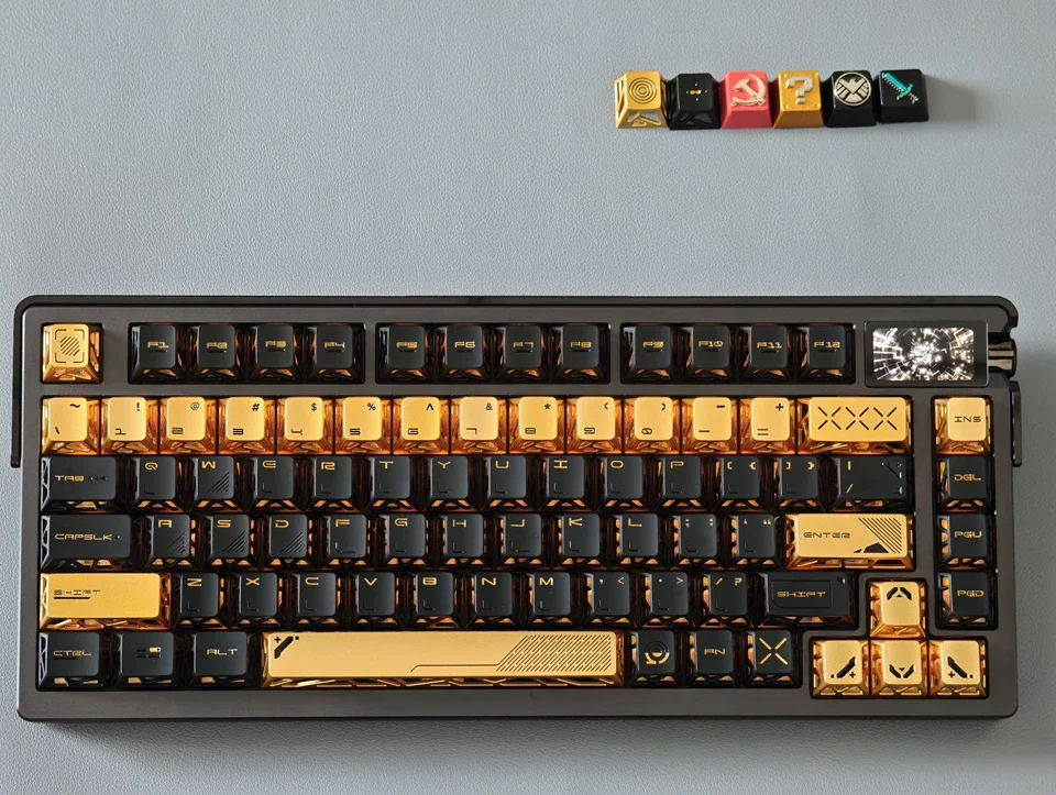 Aluminum Keycap Set Custom Enamel CNC Charcoal Metal Key Caps Cherry Hollow Keycaps Black Gold Keycaps MX Switch Point Key Cap