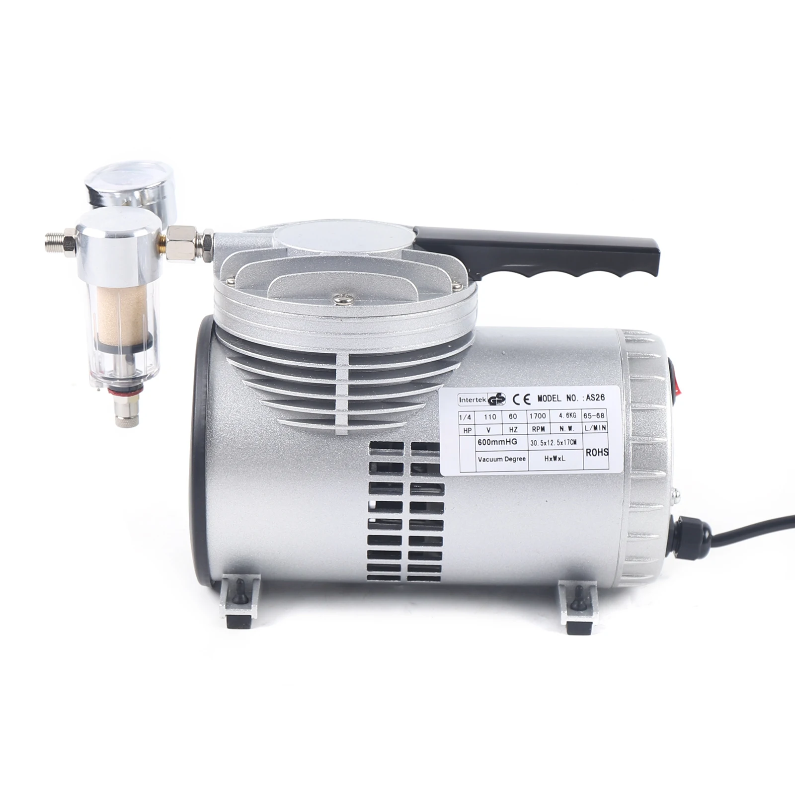 1/6HP Oilless Diaphragm Oil Free Vacuum Gauge Suction Pump For Food Packaging, Toy Making, Air Conditioning Fluorine Addition