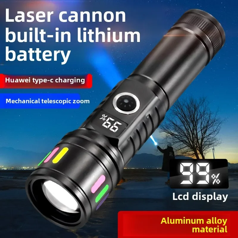 2025 Hot Sale!10000LM Aluminum Alloy Tactical Flashlight, Built-in18650 lithium battery, Zoom&White Laser for Outdoor Adventures