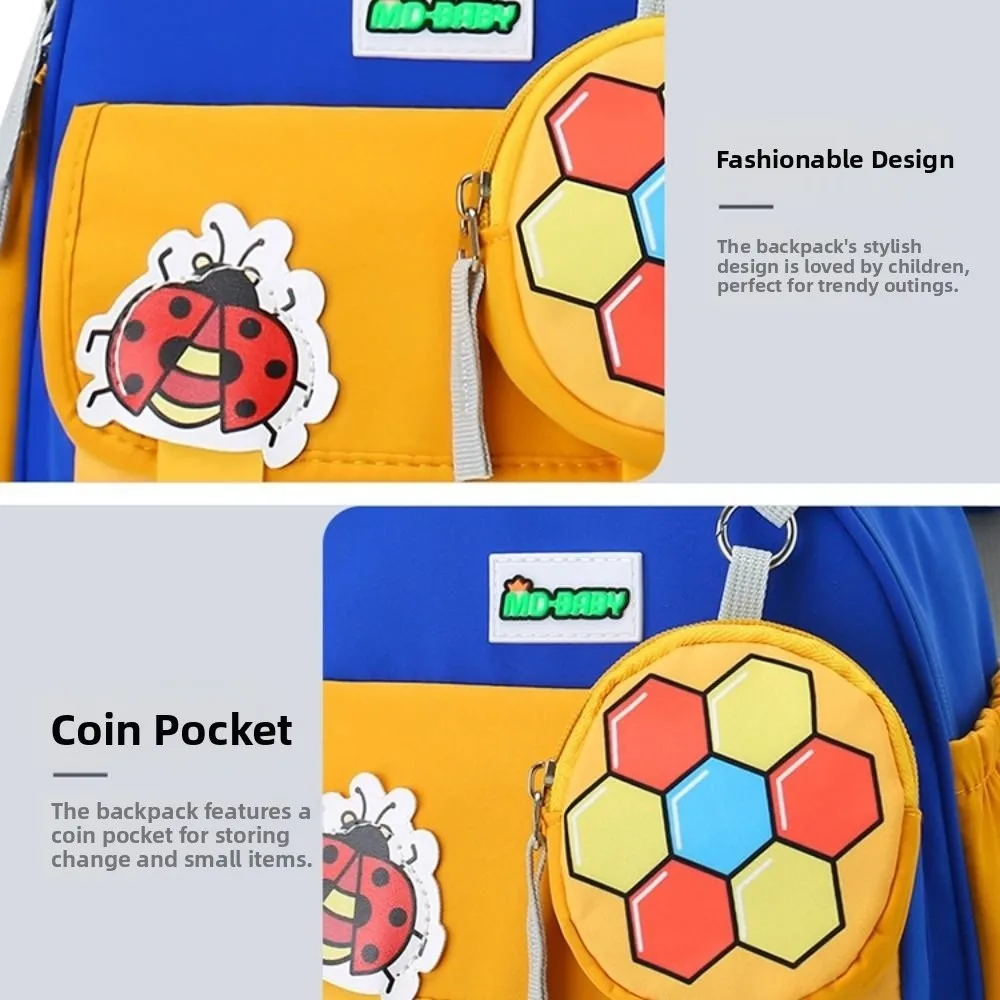 Bolsa escolar de jardim de infância com padrões de animais, alças ajustáveis, à prova d'água, mochilas fofas para crianças, fechamento com zíper, grande capacidade