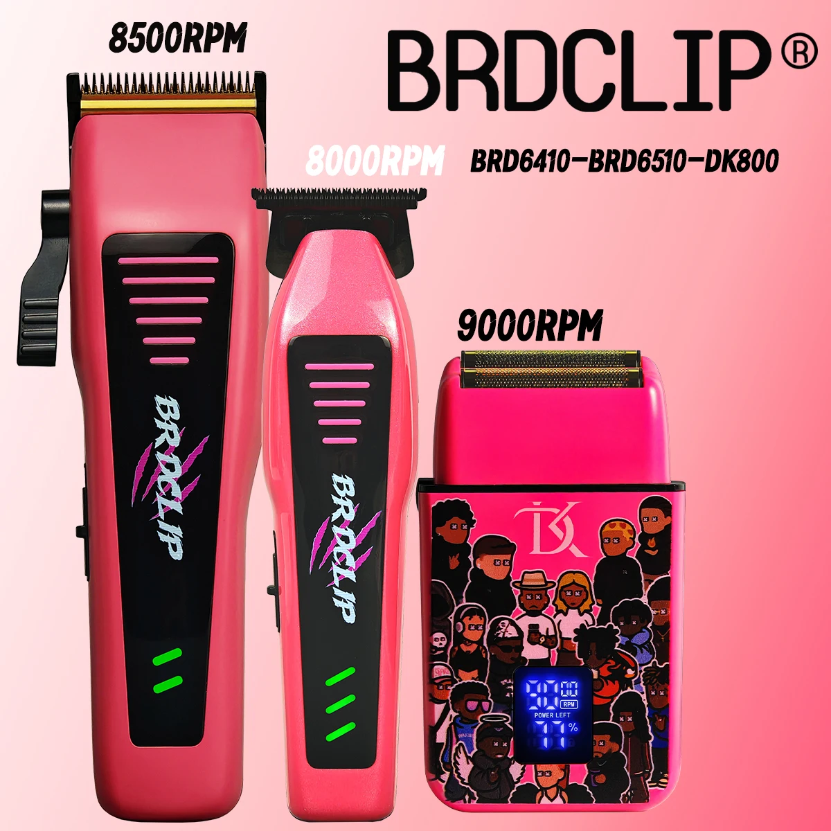 

Парикмахерская Professional BRDCLIP 6410 6510 Высокоскоростной двигатель 8000 об/мин 8500 об/мин Машинка для стрижки волос DLC Фиксированное лезвие 5 регулировочных рычагов Триммер