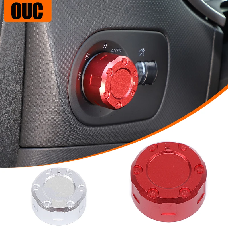 

Aluminum Alloy Red Silver Car Headlight Switch Knob Cover Trim For SEAT Leon 2008-2012 Interior Accessories