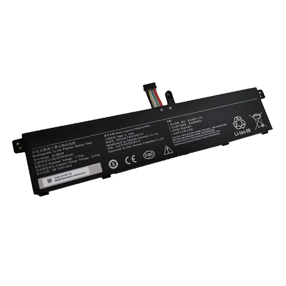 Imagem -03 - Bateria do Portátil para Xiaomi Redmibook 13 Xma1903-an Xma1903-bb R13b03w 7.7v R13b03w 40wh 5200mah Novidades