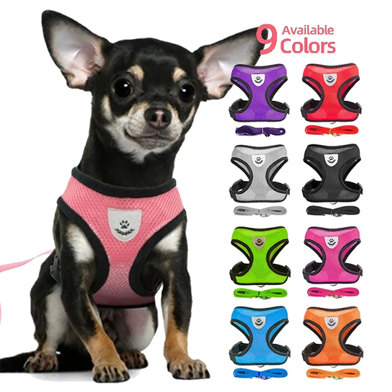 Dog Harness Walking Lead Leash For Small Dogs Collar Polyester Adjustable Mesh Puppy Cat Harness Vest For Medium Pet Accessories