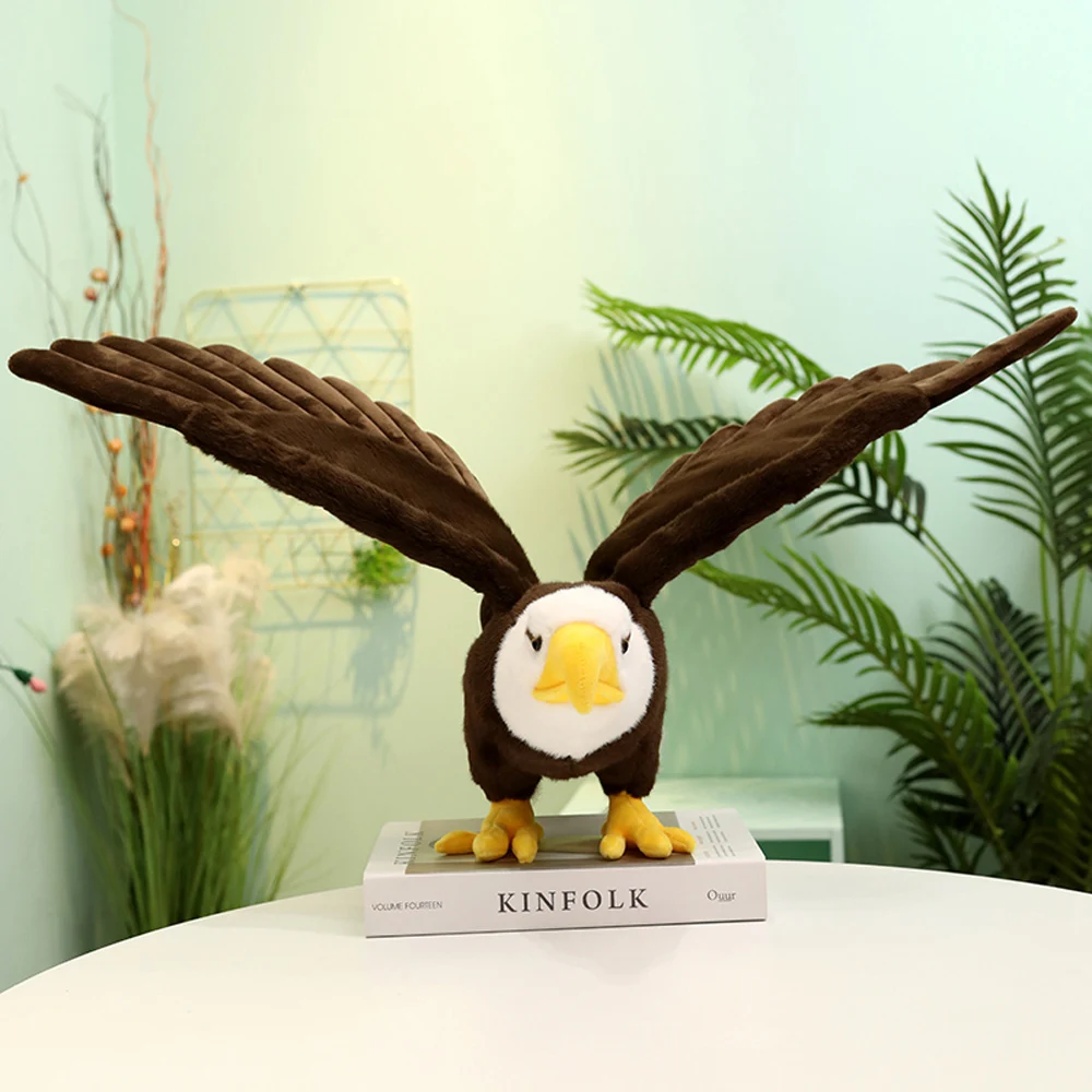 Lifelike Bald Eagles Birds Plush Toys Stuffed Funny Seagull Animal Cartoon Dolls Soft Feathers Toys Birthday Gifts Room Decor