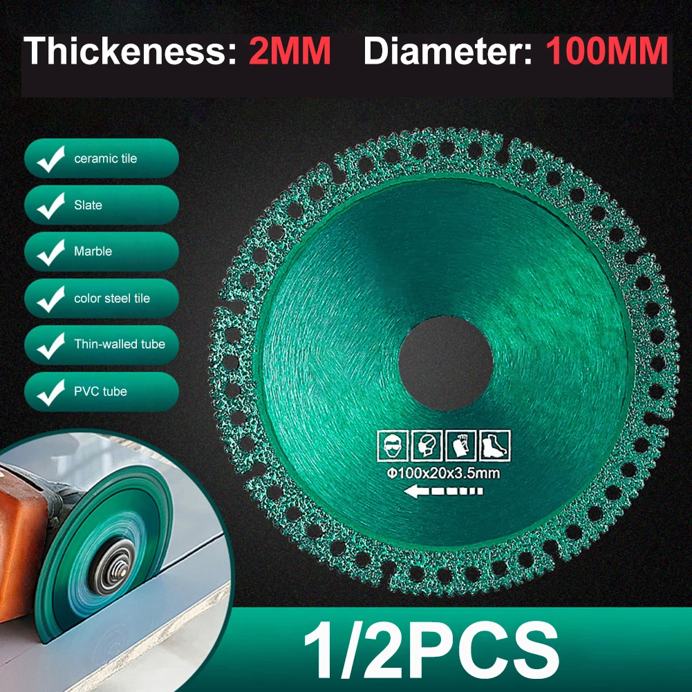 1/2Pcs Glas Snijden Disc 100Mm 2Mm Dikte Zaagblad Jade Kristal Wijn Flessen Slijpen Afkanten snijmes Snijden