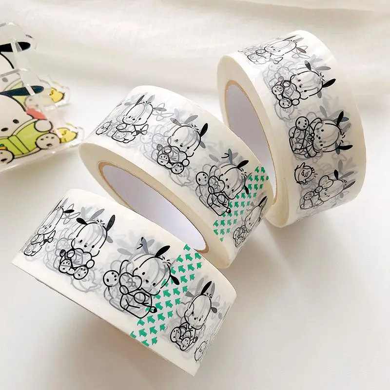 Cute Hello Kitty Tape 100M Kawaii Anime Sanrio Kuromi Cartoon Pochacco Cards Sealing Office Box Sealing Tape Decoration Girls