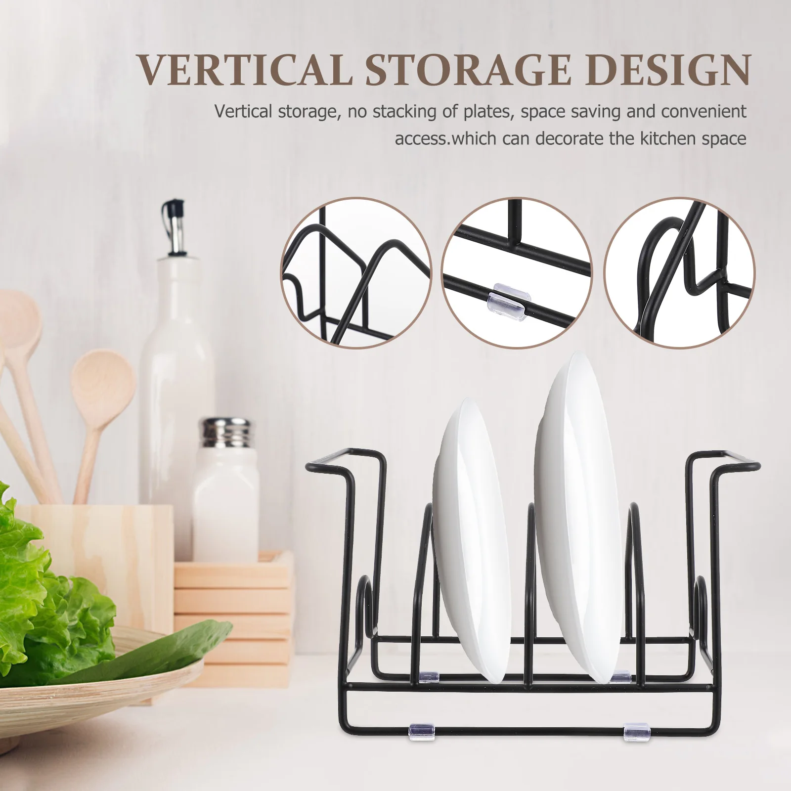 

Dish Rack Kitchen Organizer Tableware Stand Drying Rack Large Capacity Safe Edges Cluttered Countertop Solution