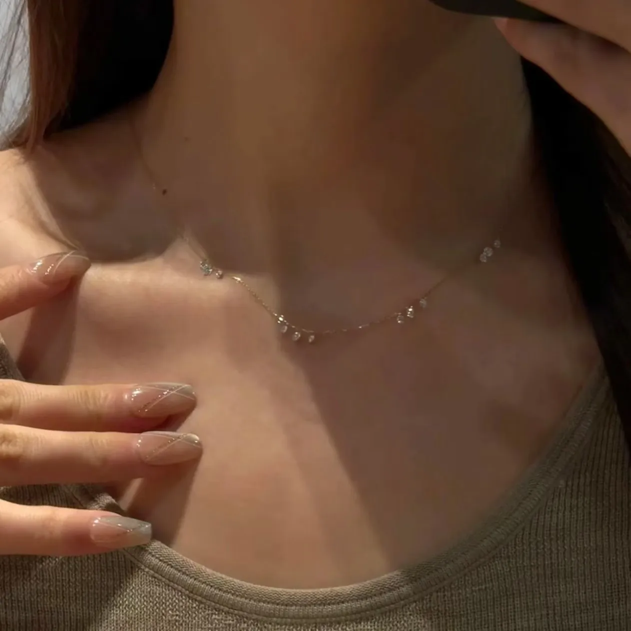 Jkeli S925 Sterling Silver Flash Diamond Zircon Tassel Necklace 18K Gold Plated Luxury Elegant 2025 New Design