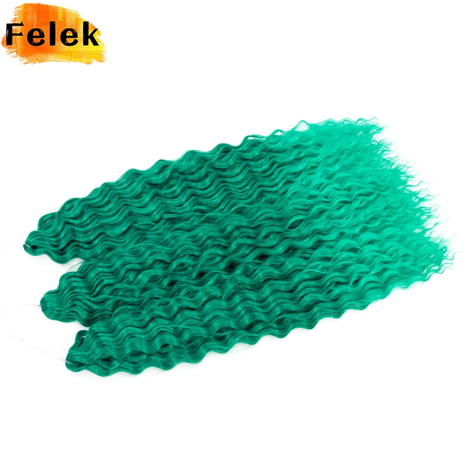 

Ombre Green Ariel Curl Braiding Hair Extensions 1-3 Pcs Synthetic Water Wave Twist Crochet Braids 22 30" Purple Pink Afro Curls