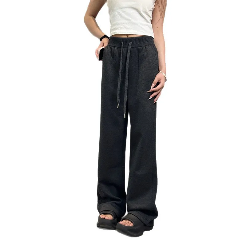 2025 Women's Casual Autumn New Style High End Hanging High Waist Solid Color Temperament Commuter Pocket Design Casual Pants