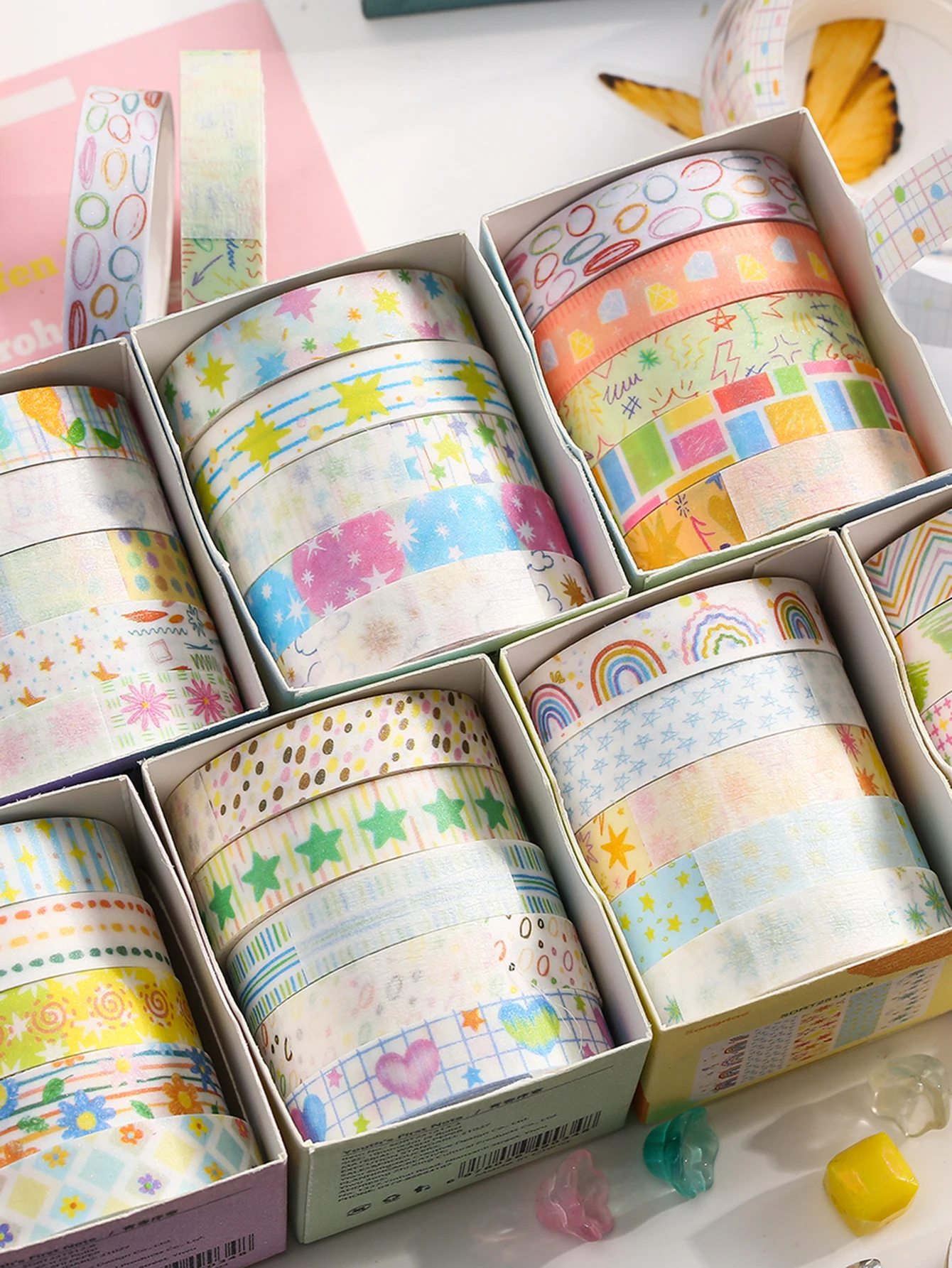 5-teiliges süßes Washi-Tape-Set im japanischen Stil, handgefertigt, DIY-Scrapbooking, Geschenkbox für die Feiertage, Scrap-Dekoration, Schulbedarf – Detail 1