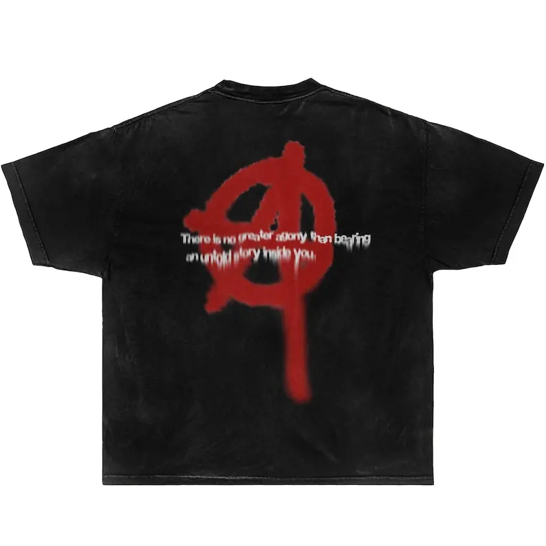 Agony Souls Boxy Garment-Dyed Shirt Opium, y2k, fashion, streetwear, unisex, men, women, cotton, crew neck, y2k gothic goth emo