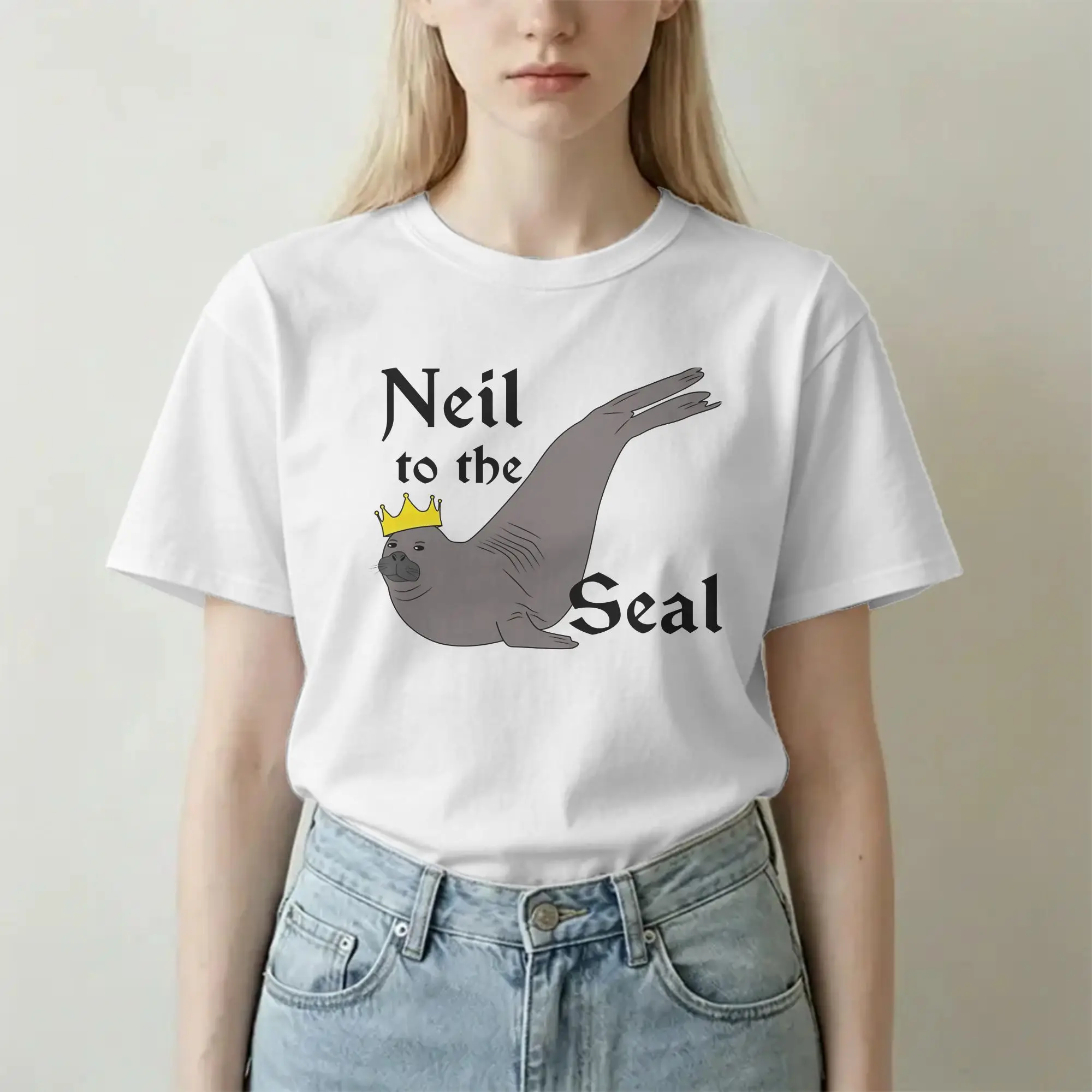 Men Women T-Shirts Neil the Seal Neil to the Seal Funny Pure Cotton Tees Short Sleeve  T Shirt Crew Neck Tops Classic
