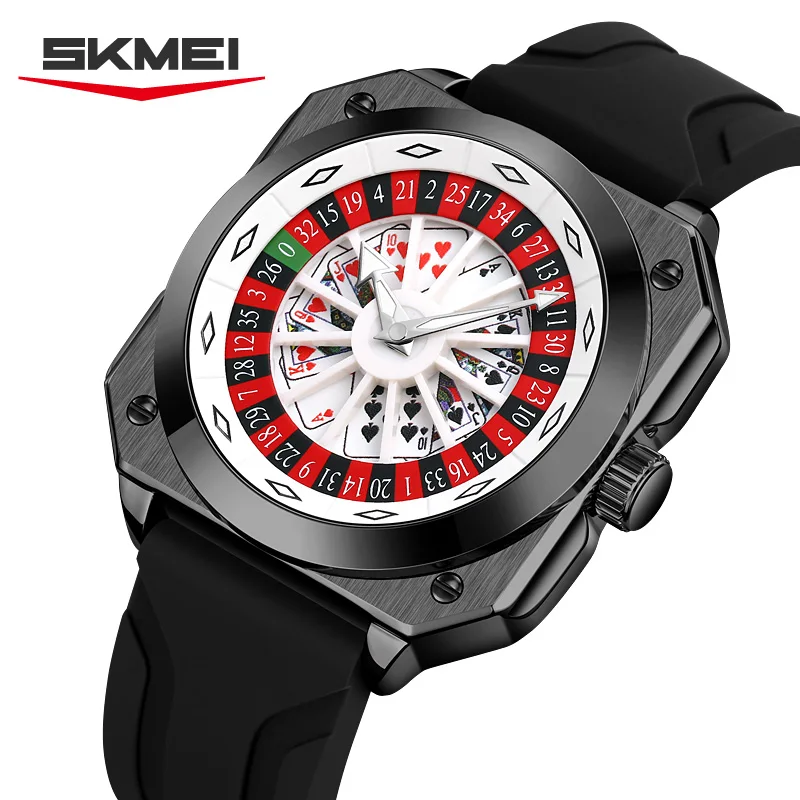 

Skmei 9379 Fashion Brand Luxury Original Rotating Dial Sports Roulette Watch Style Silicone Strap Square Gift Watch for Men