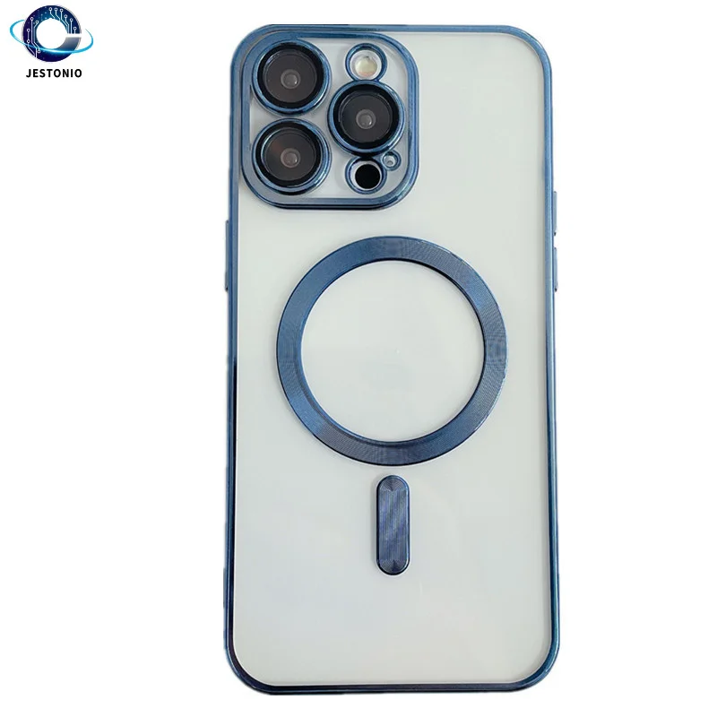 高級感あふれる電気メッキ加工 マグセーフ対応 ワイヤレス充電対応 iPhone 11/12/13/14/15/16 Pro Max/16 Plus用 シリコン製耐衝撃カバー