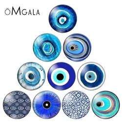 Fashion Blue Color Evil Eyes 10pcs 12mm/18mm/20mm/25mm Round photo glass cabochon demo flat back Making findings