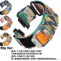 16mm Watchband For Casio GA-110 800 GA-2100 GD100 120 G8900 5600 GW-M5610 6900 GLS-8900 Watch Straps Soft Nylon Band Wrist Belt