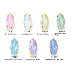 20 Pcs Horse eye Sew On Rhinestone Gold Sliver Claw Settings Mocha Opal Claw Flatback Sewing Diy Craft Accessories With Hole