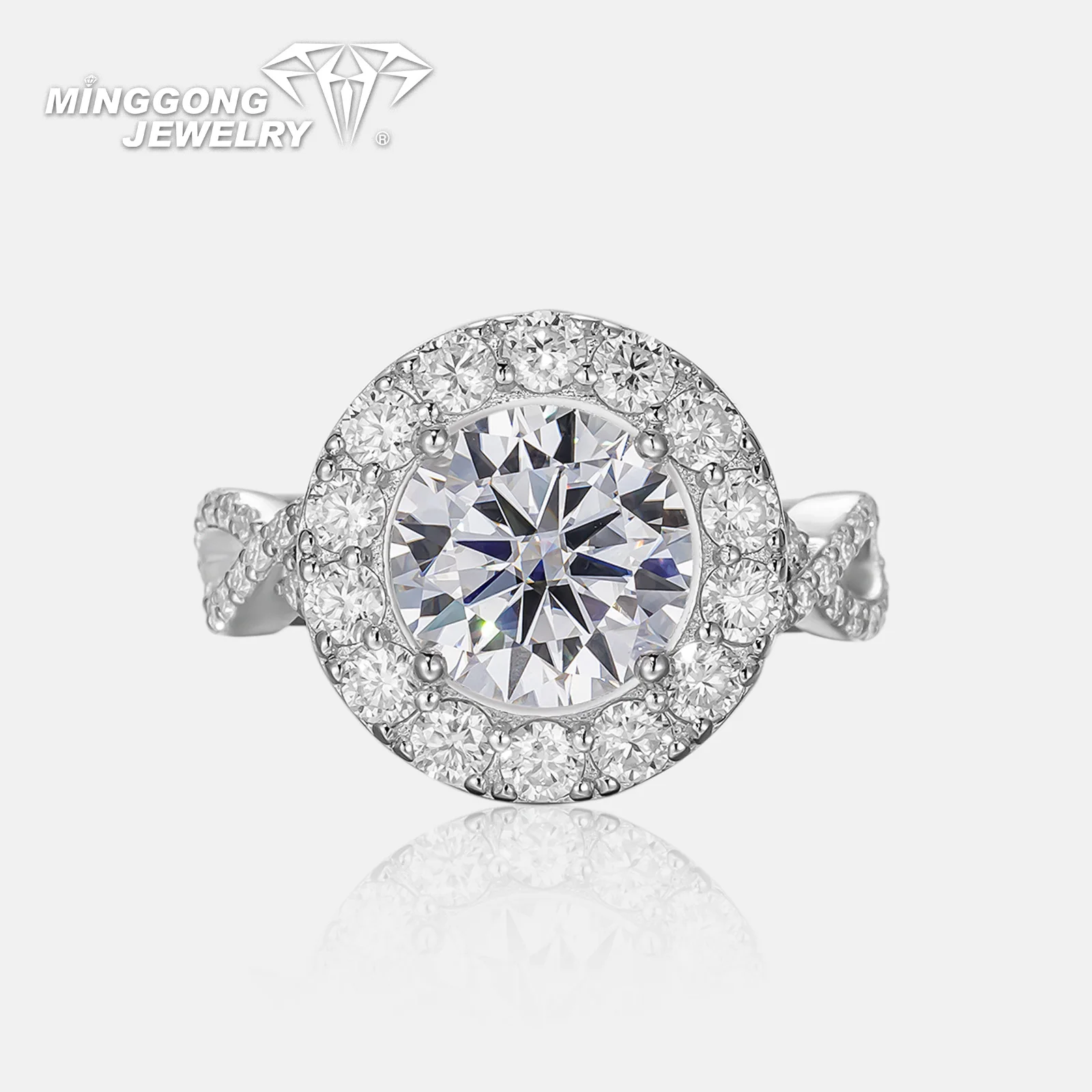 

Настраиваемое обручальное кольцо с муассанитом 13CT Solitaire Infinity Halo для женщин, модный дизайн из золота 10K/14K/18K, серебро S925