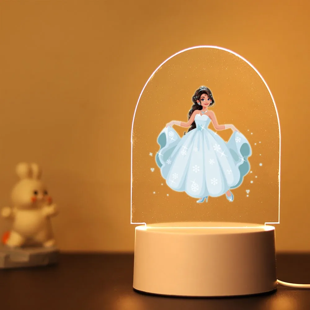 Princess Color Changing Night Lamp Children\'s Room Decor Custom Gril Bedroom Table Light with lovely grils