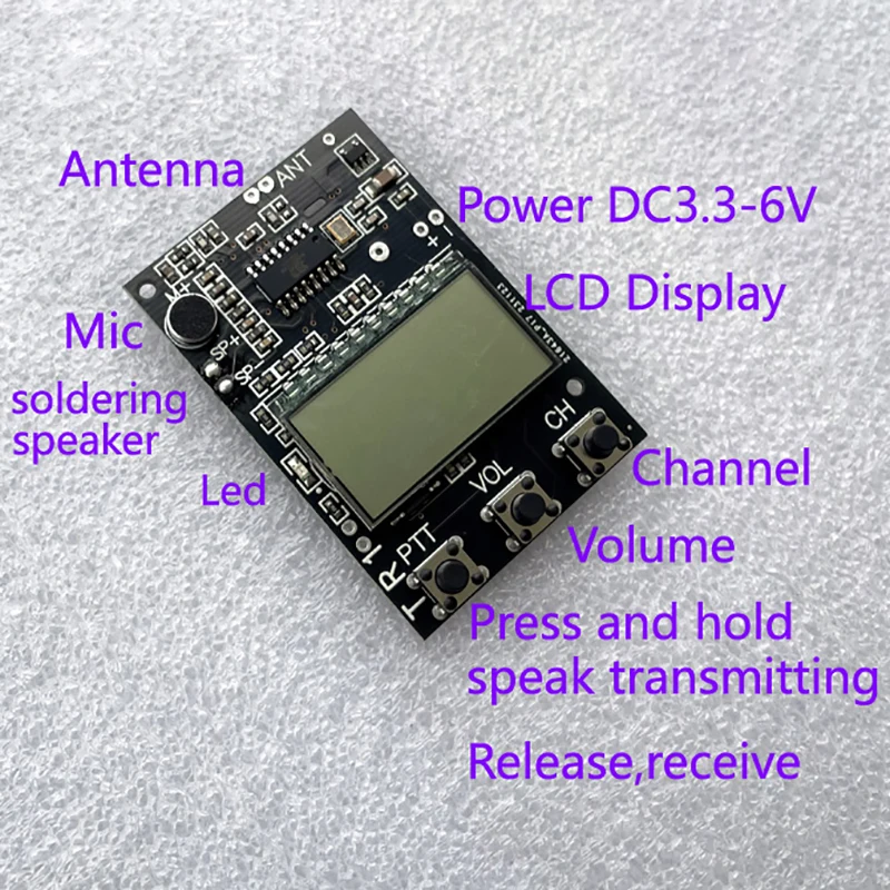 FM Walkie Talkie Circuit Board FM Receiver Board Multi-function FM Transmitter Receiver Module 7 Frequency DC3.3-6V