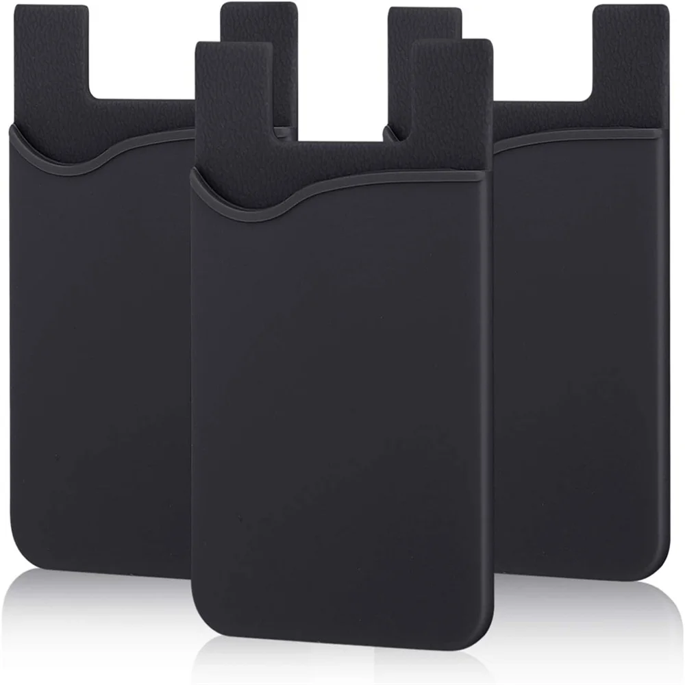 3pcs/pack Silicone Phone Card Holder Adhesive Stick-on Wallet ID Credit Card Pouch Sleeve for Mobile Phones
